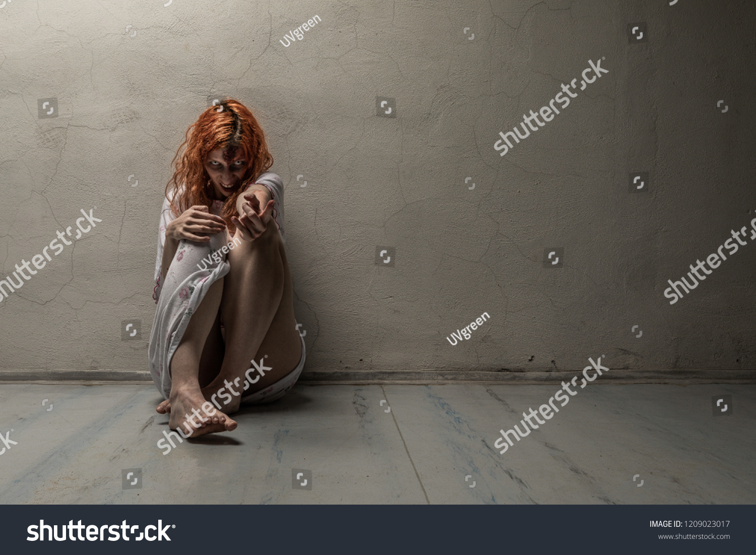 Scary Ghost Woman Nightgown Knife Halloween Stock Photo (Edit Now ...