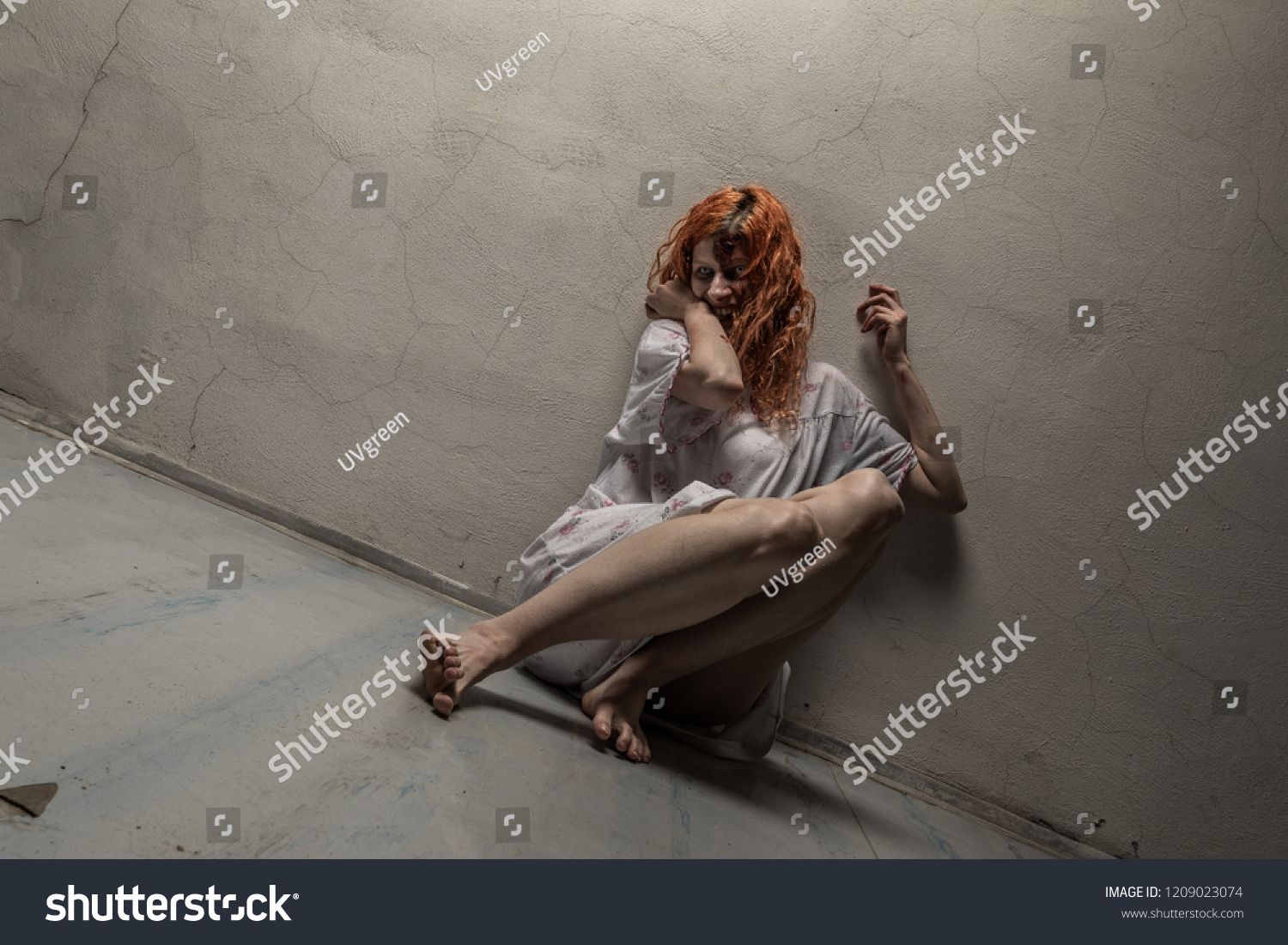 Scary Ghost Woman Nightgown Knife Halloween Stock Photo (Edit Now ...