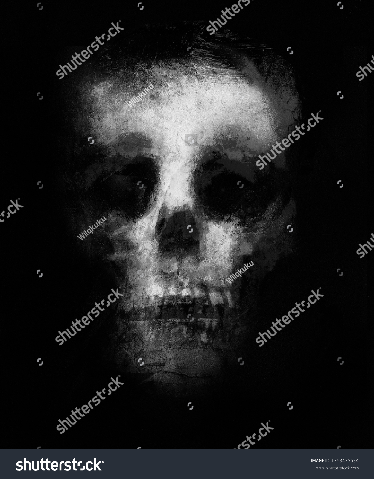 Scary Grunge Skull Horror Wallpaper Spooky Stock Illustration ...