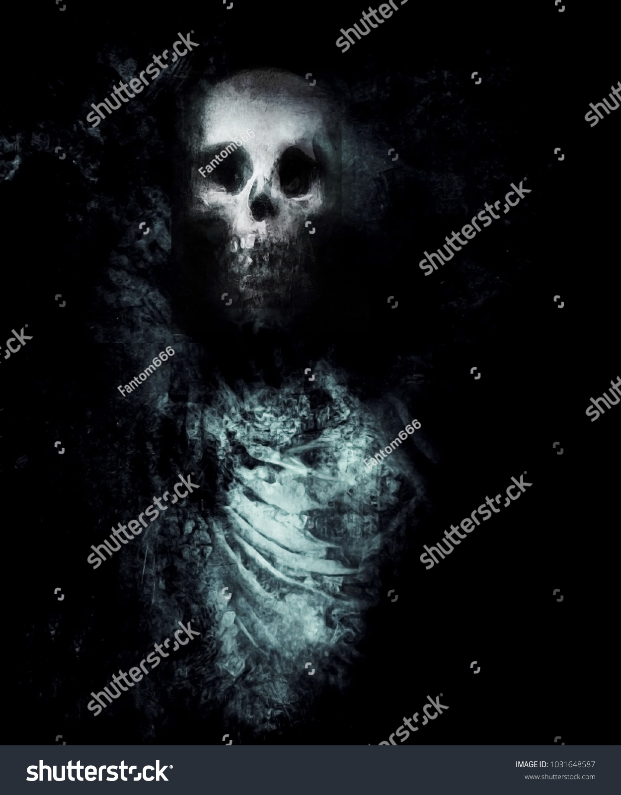 scary halloween grunge wallpaper with spooky skeleton horror background design for t shirt