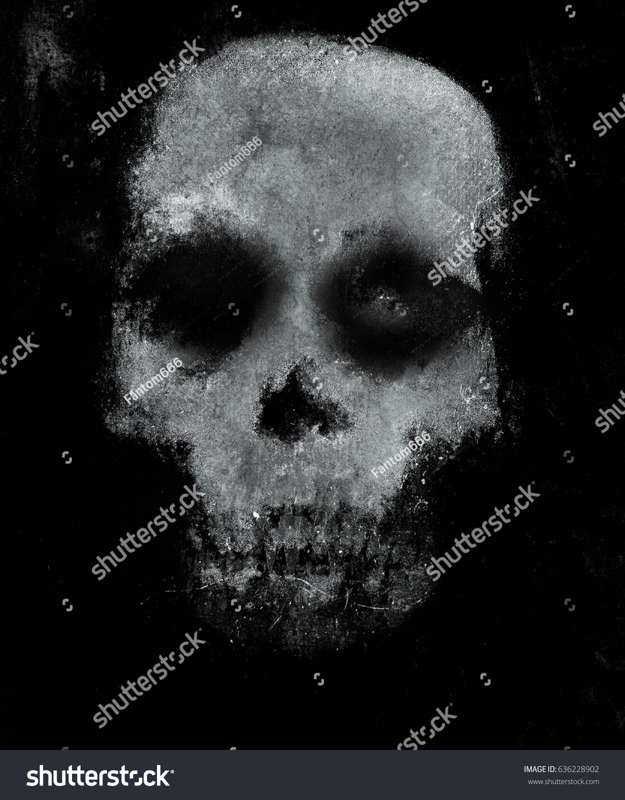 Scary Skull Isolated On Black Background Stock Illustration 636228902 ...