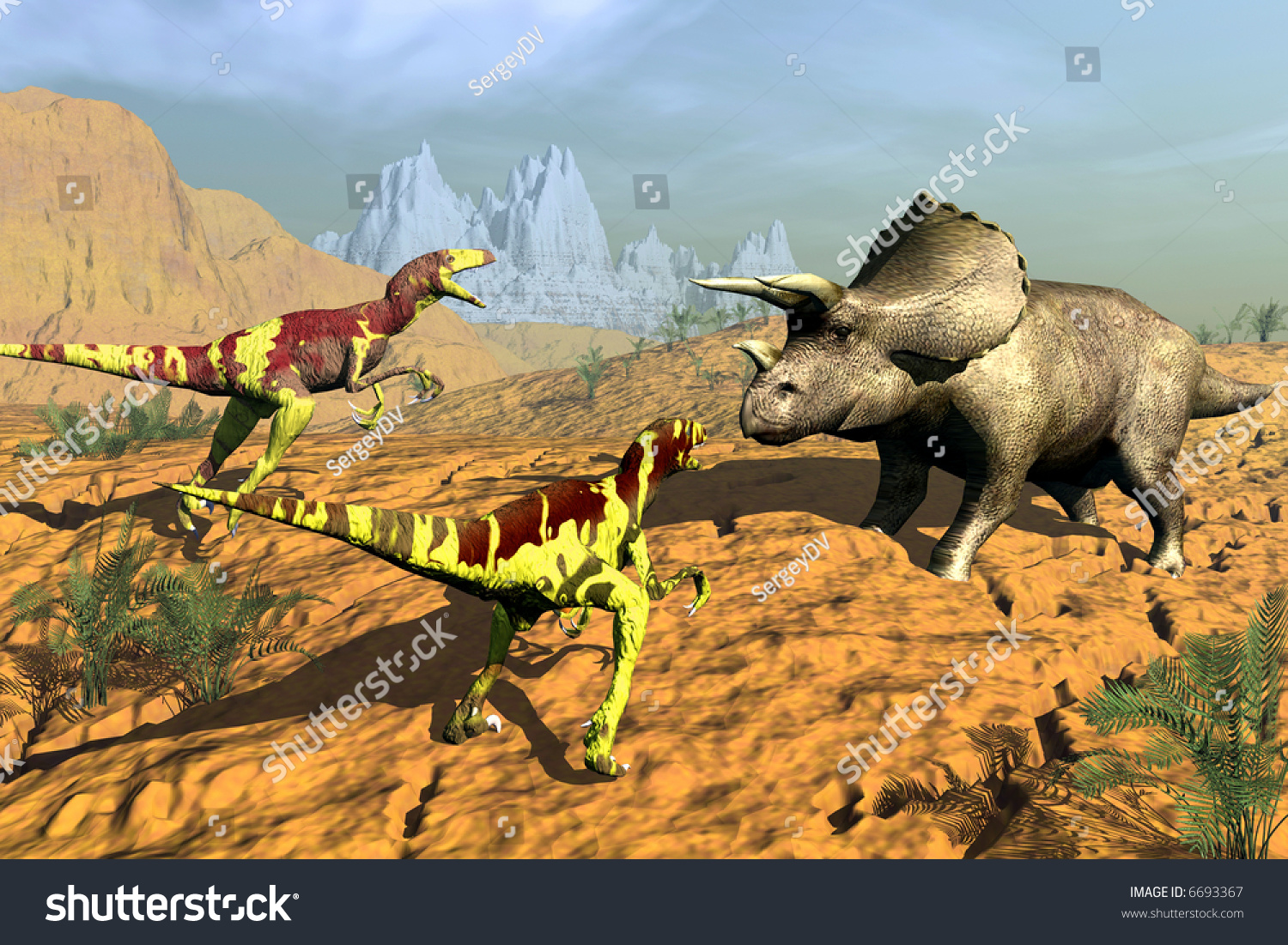 Scene Of The Hunt Dinosaur Stock Photo 6693367 : Shutterstock