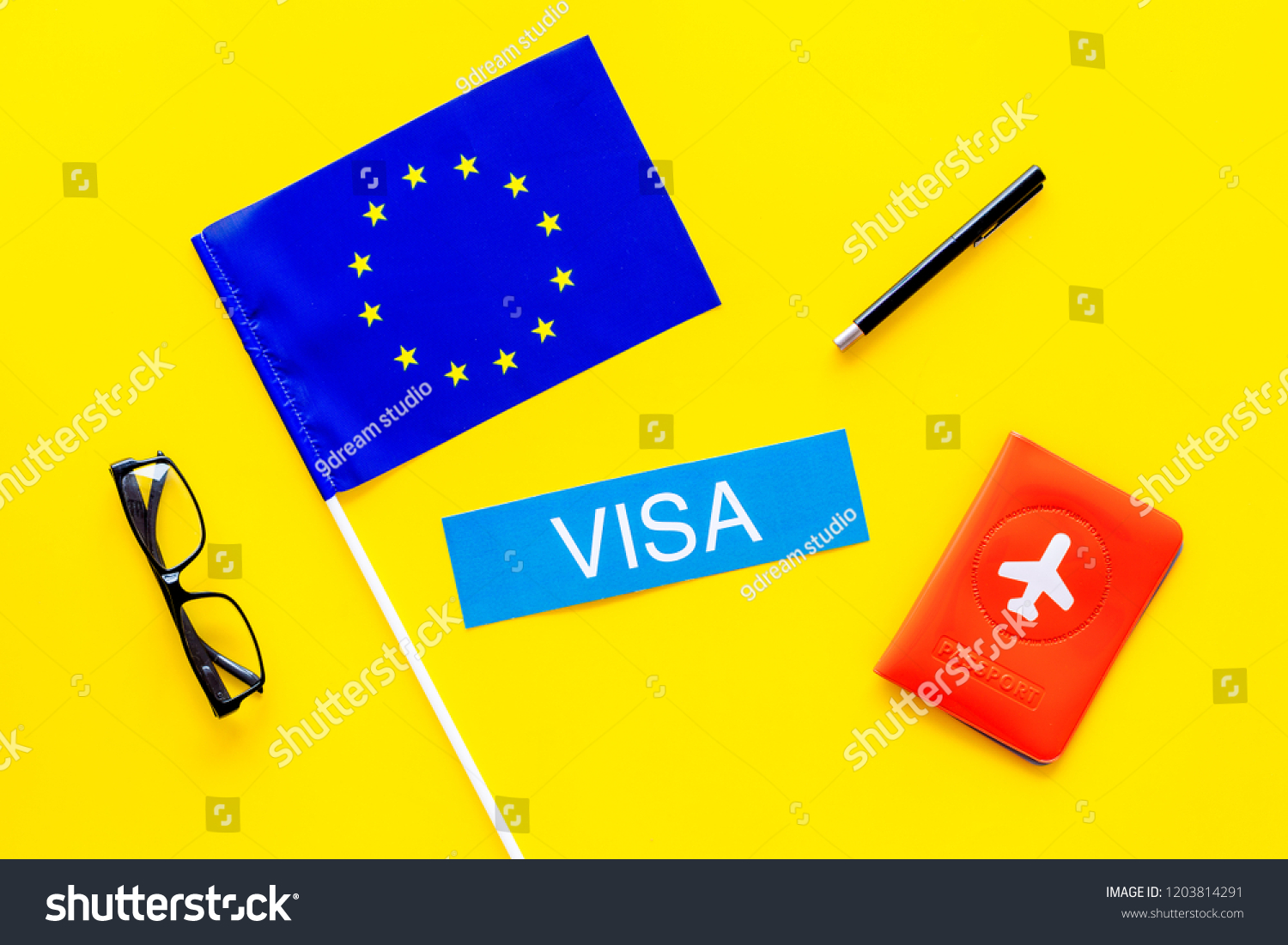 Schengen Visa Visa Europe Concept Text Stock Photo 1203814291