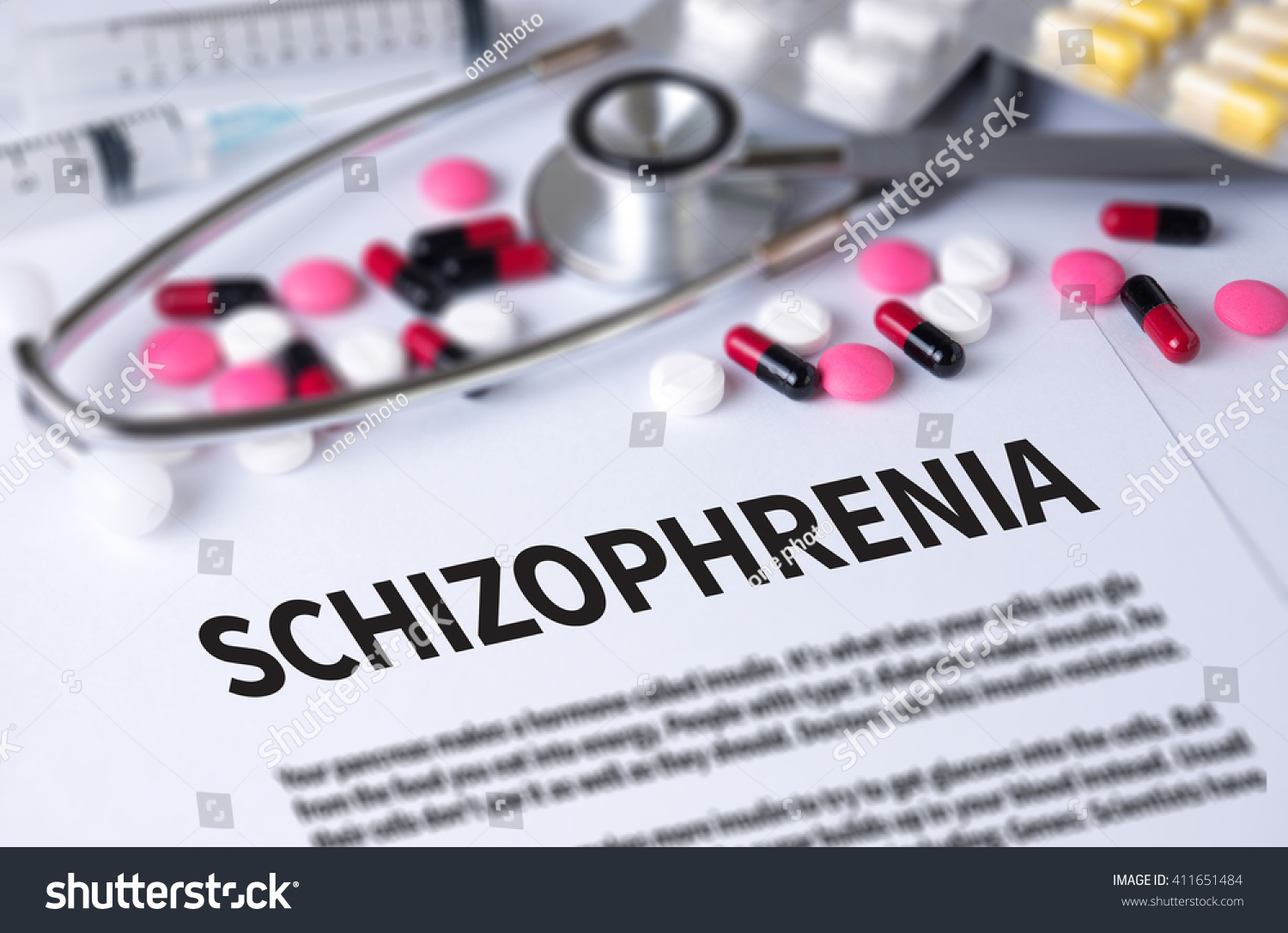 Schizophrenia Background Medicaments Composition Stethoscope Mix Stock ...