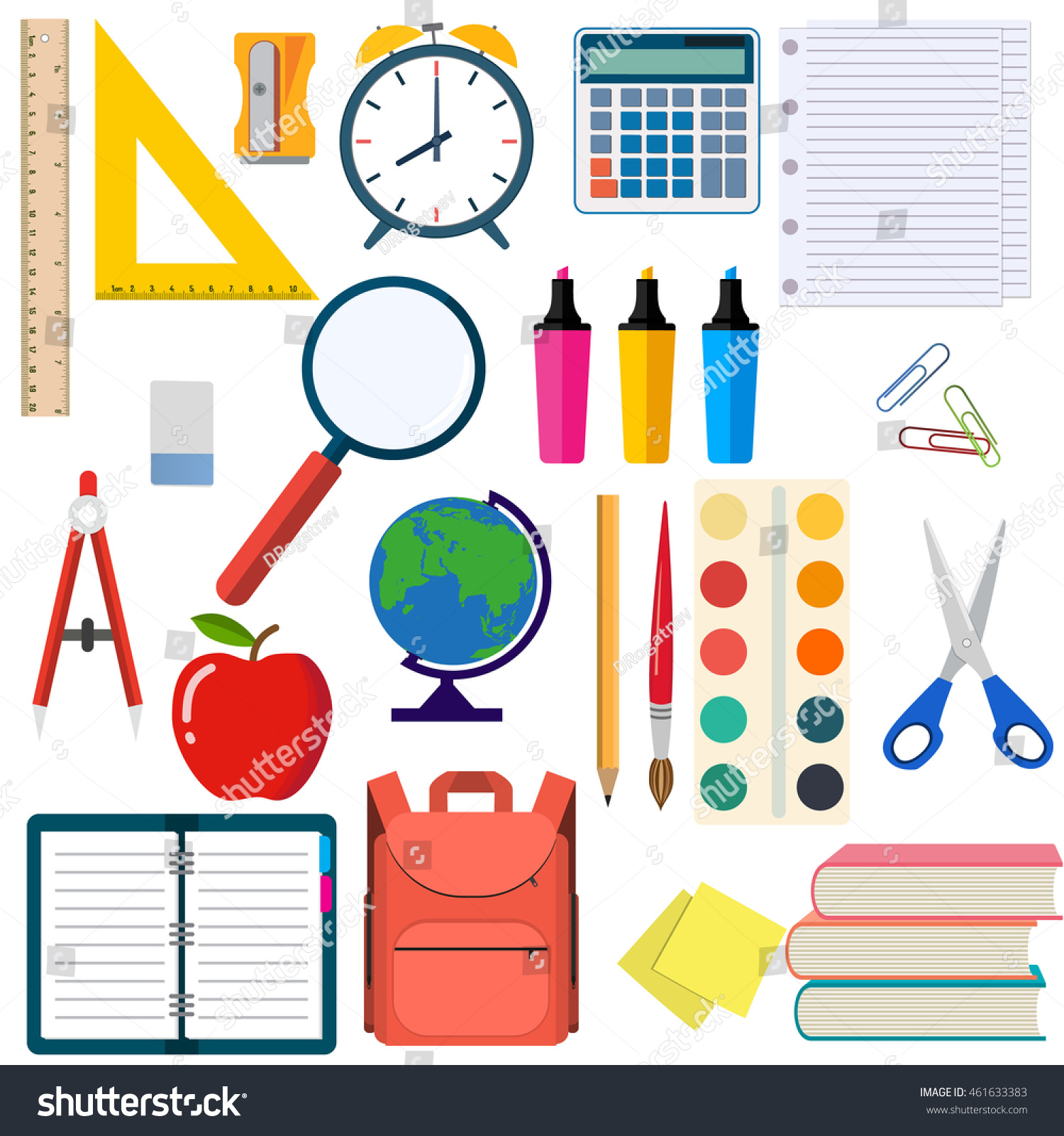 School Education Workplace Items Flat Illustration Stock Illustration ...