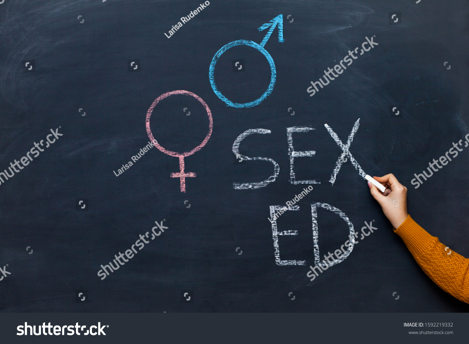 School Blackboard Text Sex Ed Female 스톡 사진 1592219332 Shutterstock