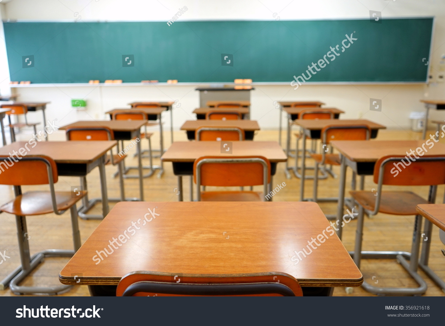 School Classroom School Desks Blackboard Japanese Stock Photo Edit Now