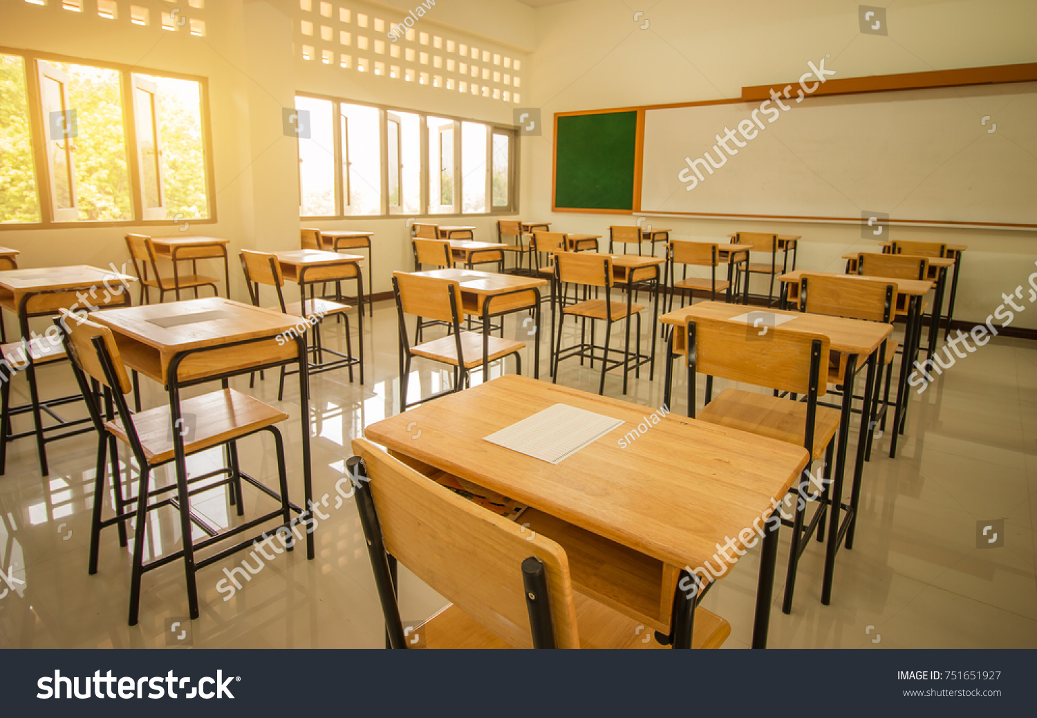 School Empty Classroom Test Sheet Exams Stock Photo Edit