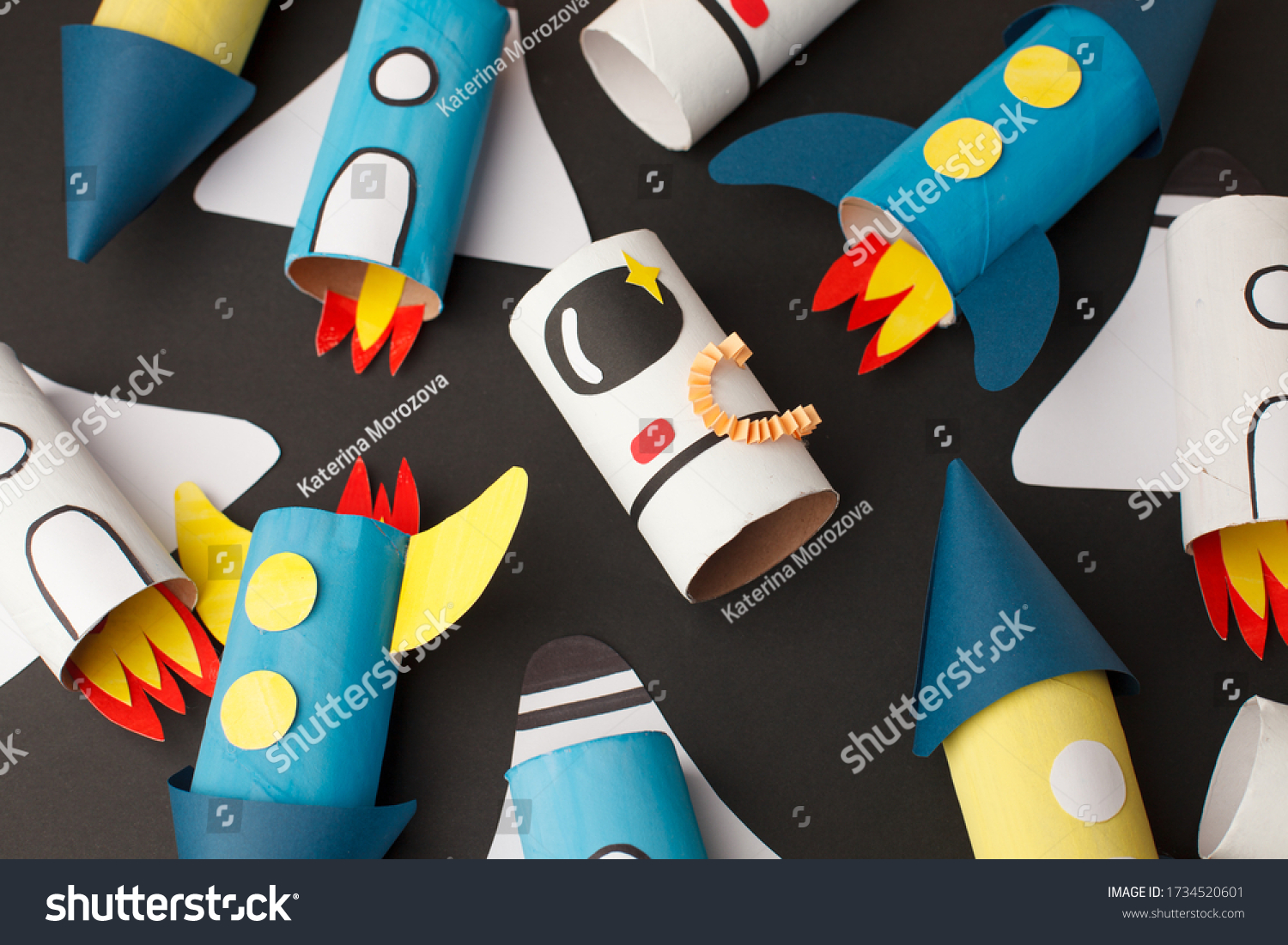 School Kindergarten Crafts Paper Spaceship Shuttle Stock Photo ...