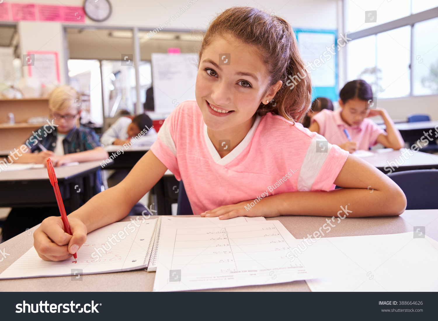 Schoolgirl Elementary School Class Looking Camera Stock Photo (Edit Now ...