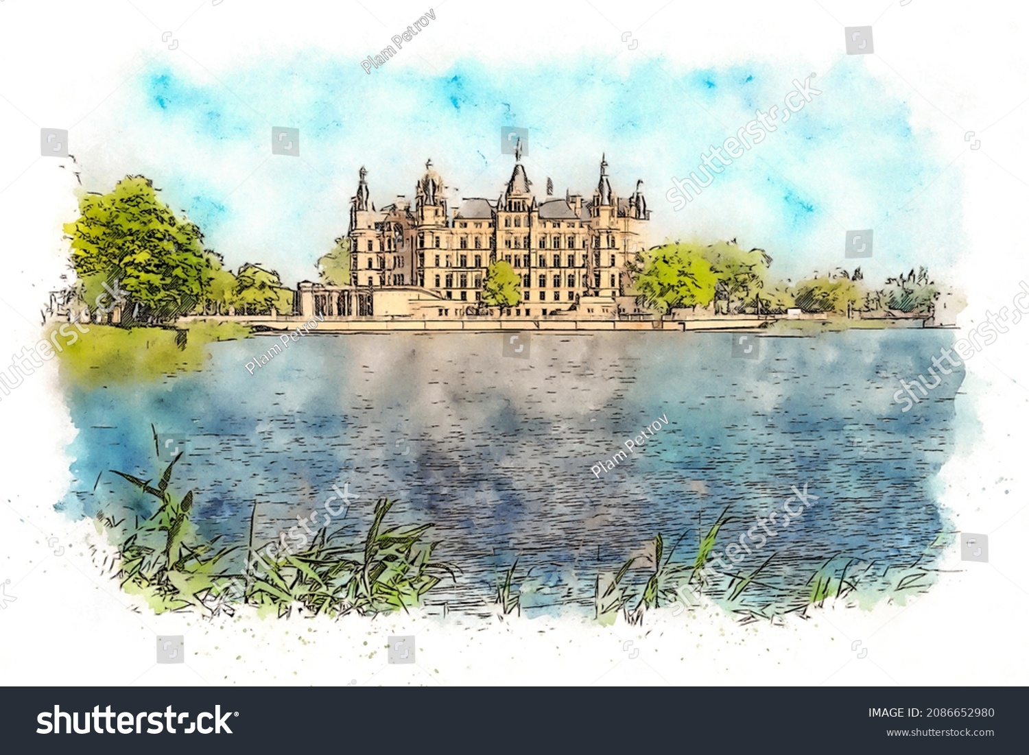 55x35 cm NEU Gobeline Panel Schwerin Schweriner Schloss Bild ohne Rahmen ca