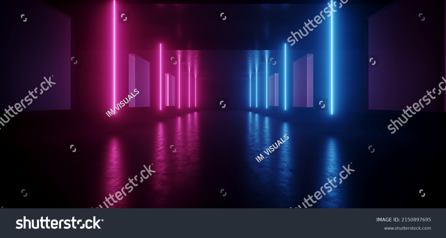 Sci Fi Garage Purple Blue Neon Stock Illustration 2150897695 | Shutterstock