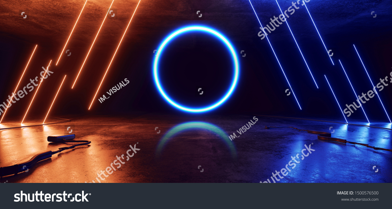 Sci Fi Neon Glowing Lights Blue Stock Illustration 1500576500 ...