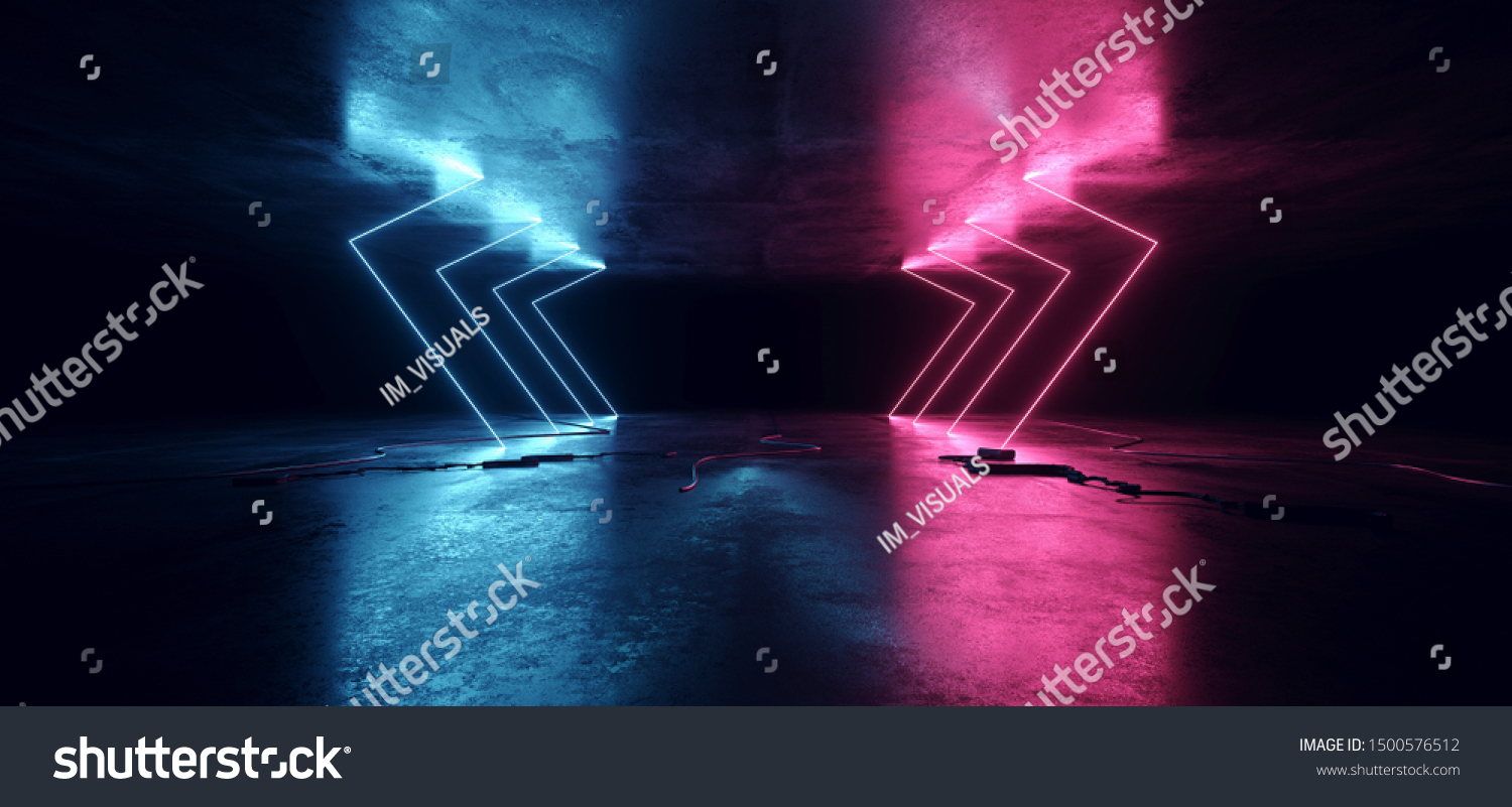 Sci Fi Neon Glowing Lights Blue Stock Illustration 1500576512 ...