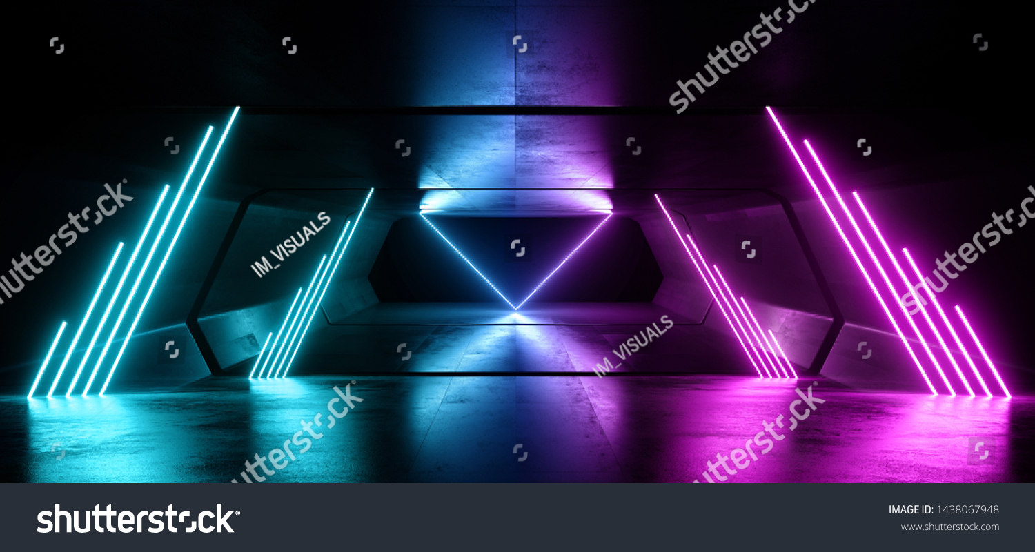 Sci Fi Neon Lights Futuristic Glowing Stock Illustration 1438067948