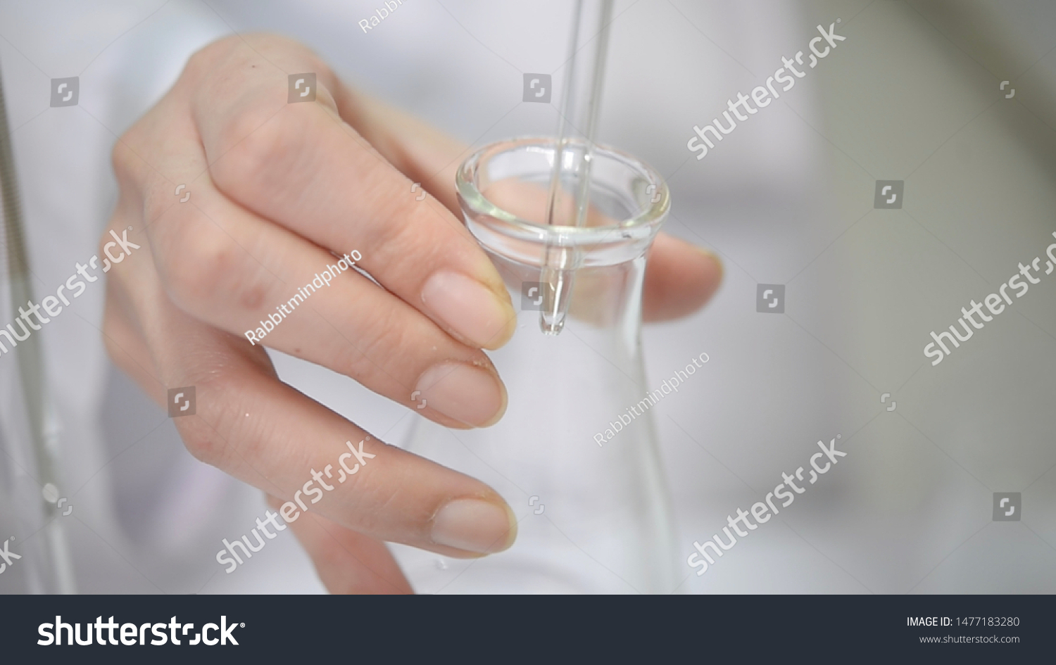 Scientists Releasing Correct Solution Pipette Titration Stock Photo