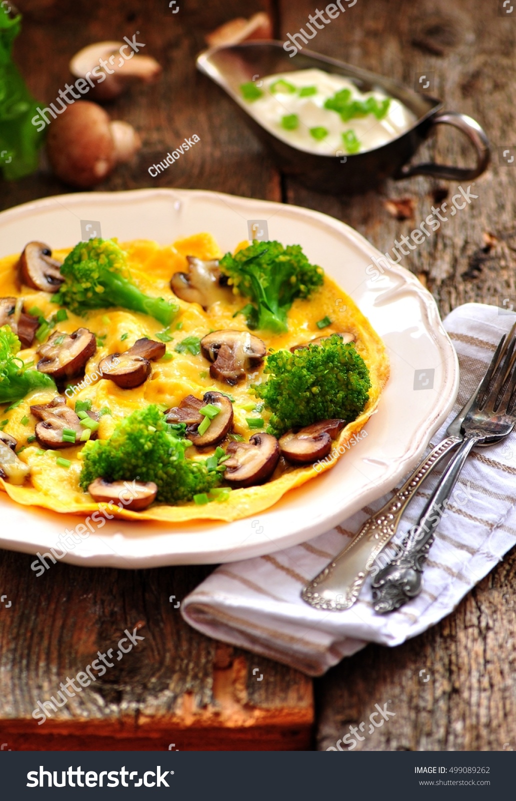 Scrambled Eggs Mushrooms Broccoli Cheese Green Stock Photo Edit Now Scrambled Eggs Mushrooms Broccoli Cheese Green Stock Photo Edit Now