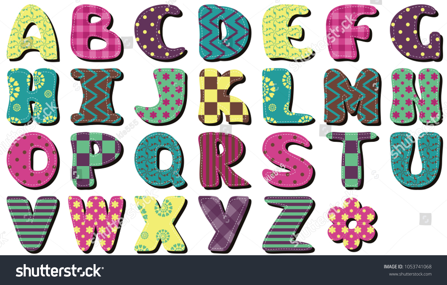 Scrapbook Alphabet On White Background Stock Illustration 1053741068 ...