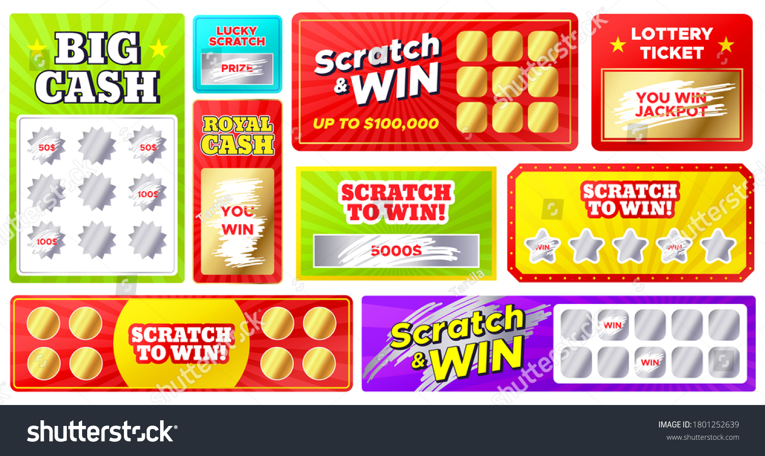 Scratch Cards Lottery Games Cards Lucky Stock Illustration 1801252639 ...