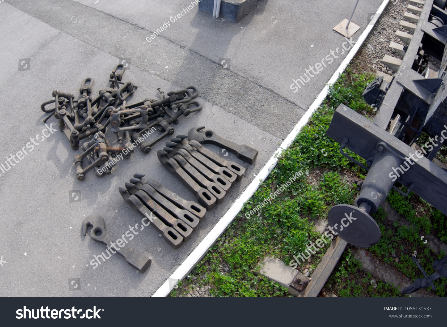 Screw Couplers Coupling Railway Wagons Stock Photo 1086130637