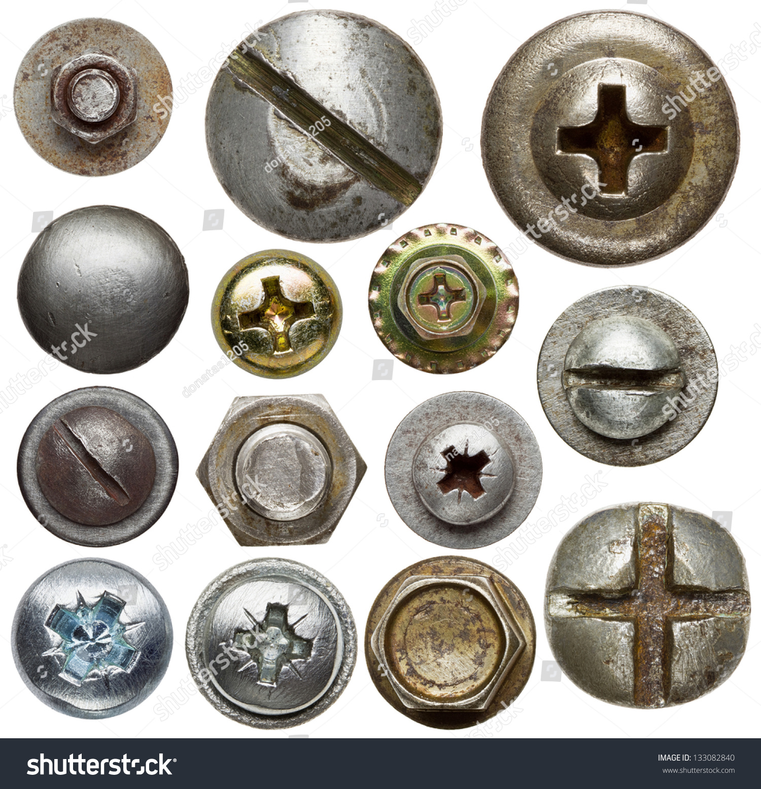 Screw Heads, Nuts, Rivets. Stock Photo 133082840 : Shutterstock