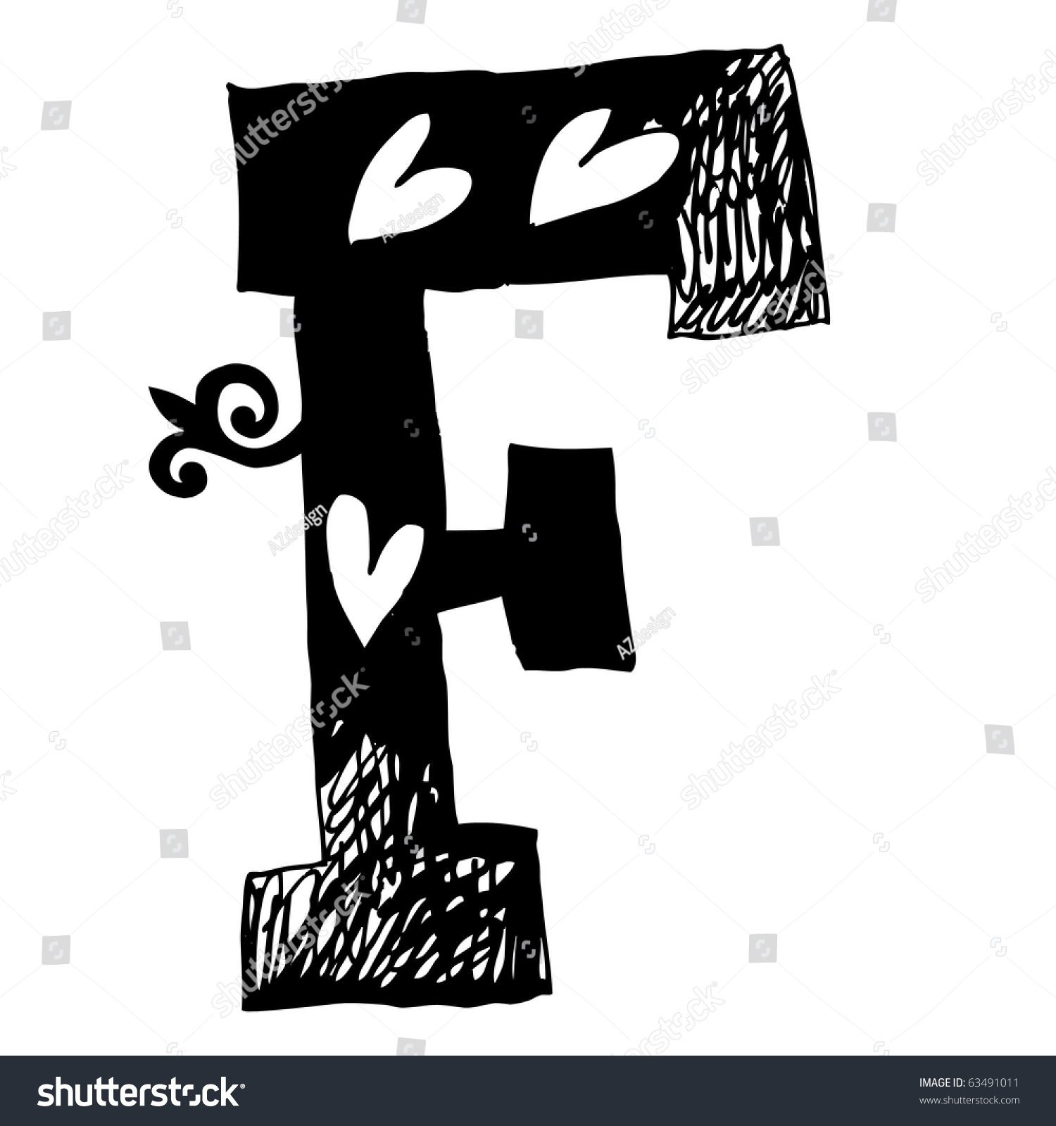 Scribble Alphabet Hand Drawn Letter F Stock Illustration 63491011 ...