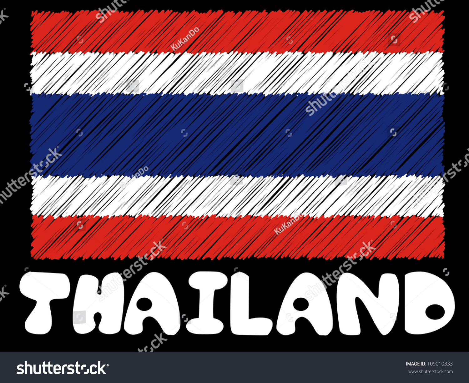 Scribble Sketch Of Thailand Flag Stock Photo 109010333 : Shutterstock