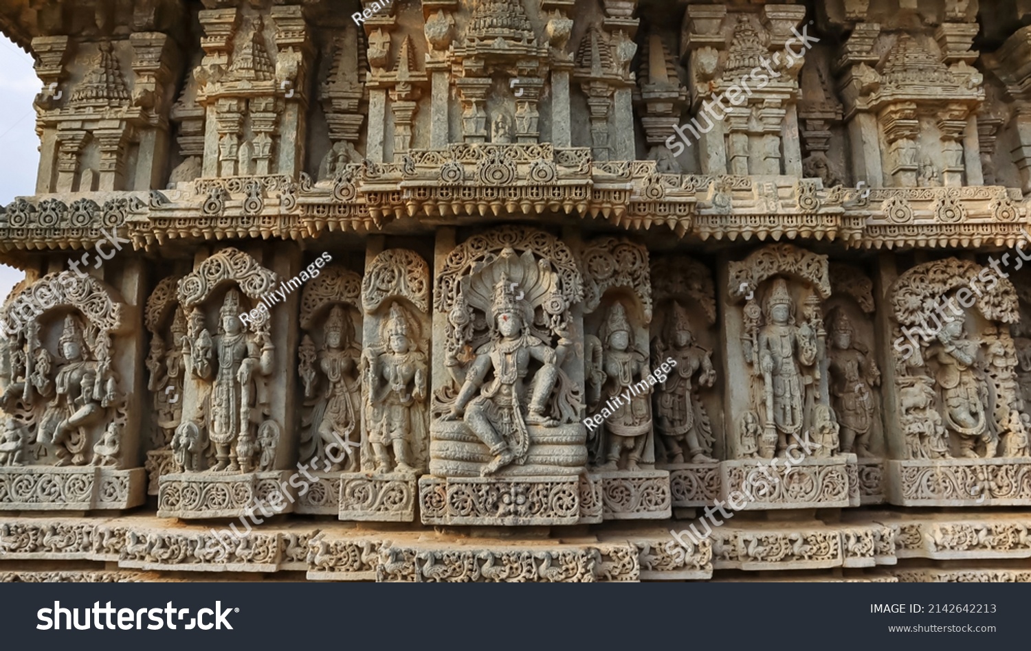 Sculptures Indian Gods Lord Vishnu Sitting Stock Photo (Edit Now ...