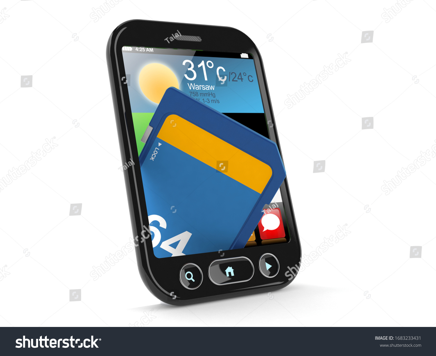 Sd Card Inside Smartphone Isolated On Stock Illustration 1683233431