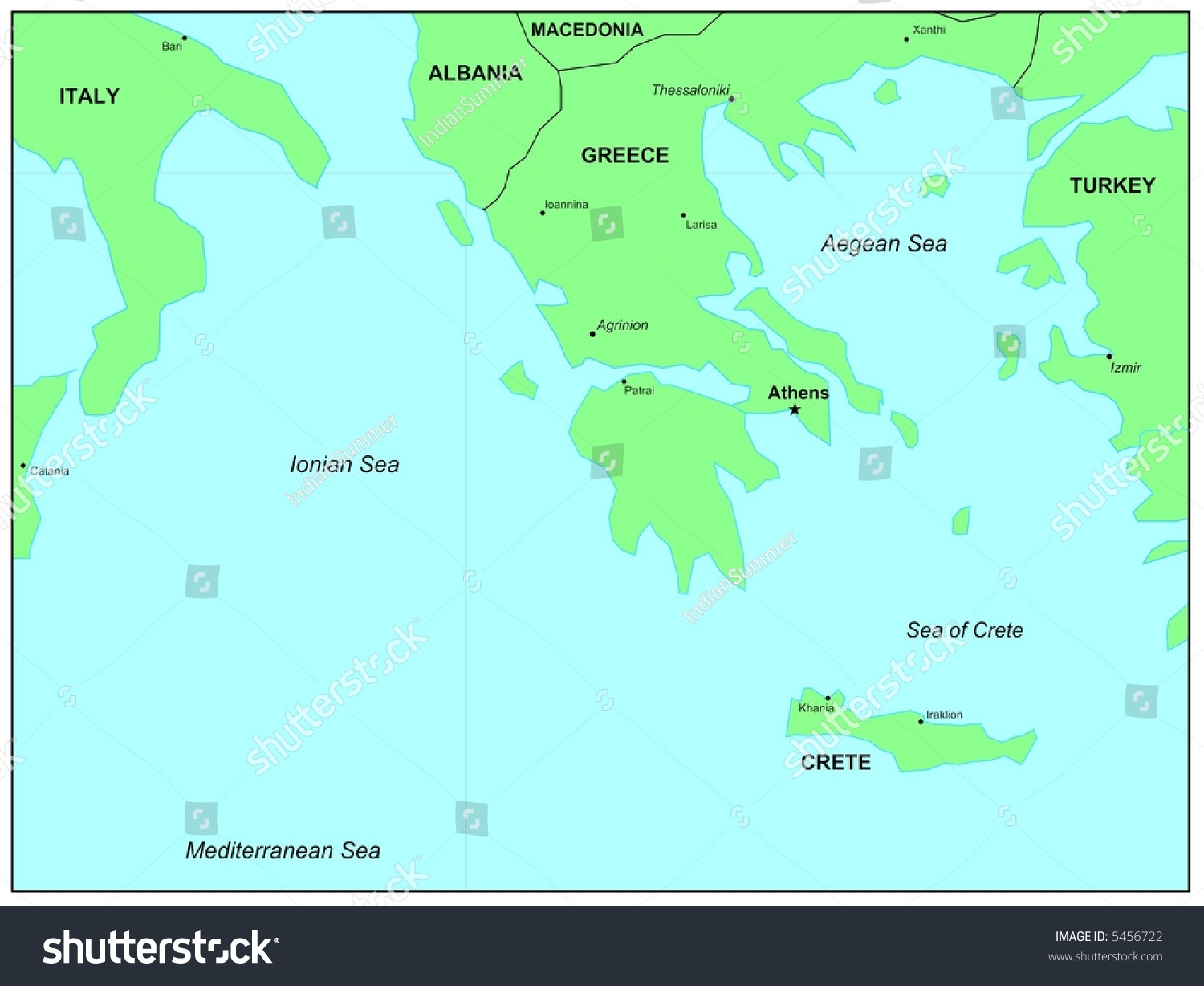 Sea Of Crete Map Sea Maps Series Aegean Sea Ionian Stock Illustration 5456722 | Shutterstock