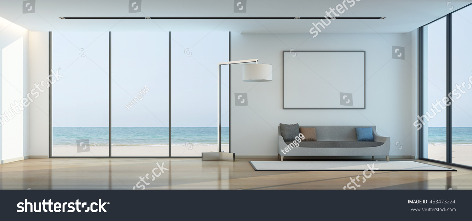 Sea View Living Room White Picture Stock Illustration 453473224 ...