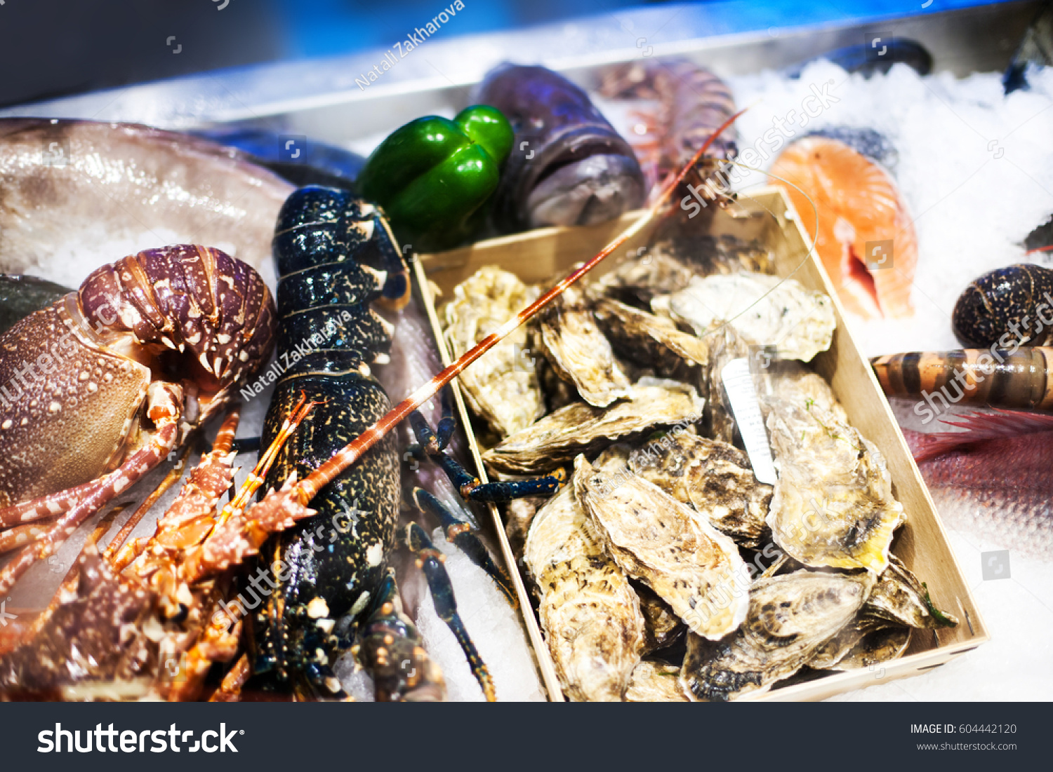 Seafood Assortment On Ice Fish Market Stock Photo (Edit Now) 604442120