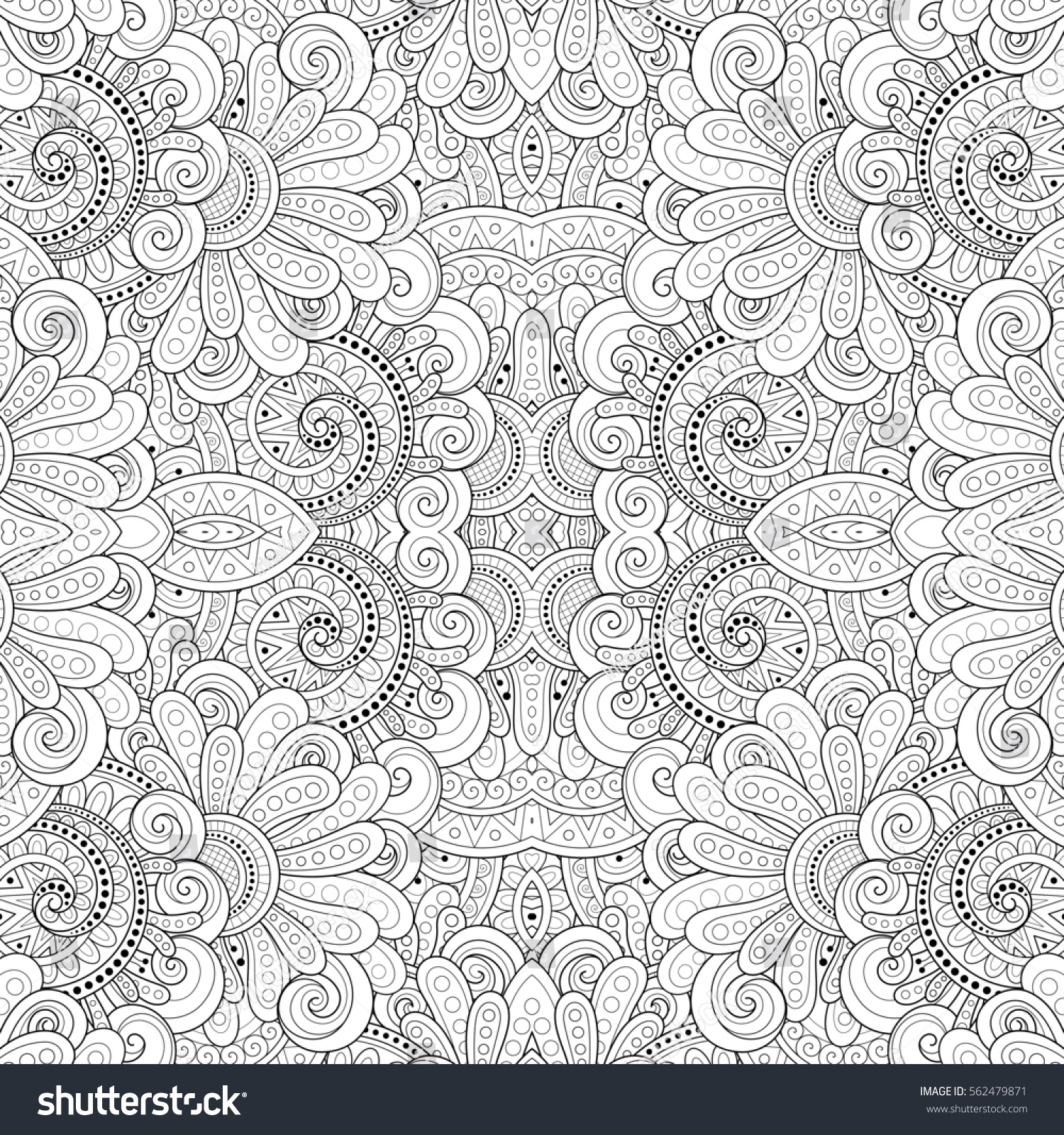 Seamless Abstract Black and White Tribal Pattern Hand Drawn Ethnic ID