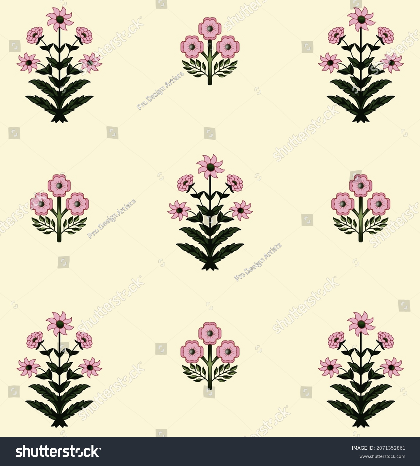 Seamless Beautiful Mughal Art Floral Pattern Ilustra Es Stock   Stock Photo Seamless Beautiful Mughal Art Floral Pattern Illustration Handmade Artwork 2071352861 