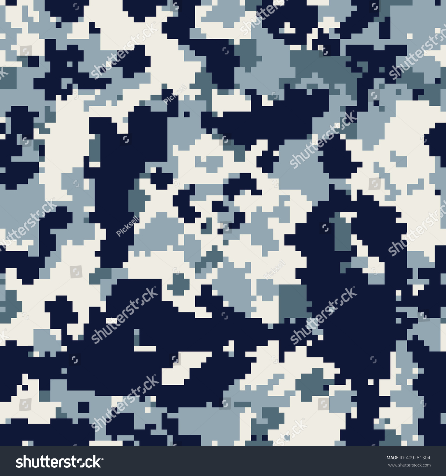 Seamless Digital Pixel Blue White Camo Stock Illustration 409281304 ...