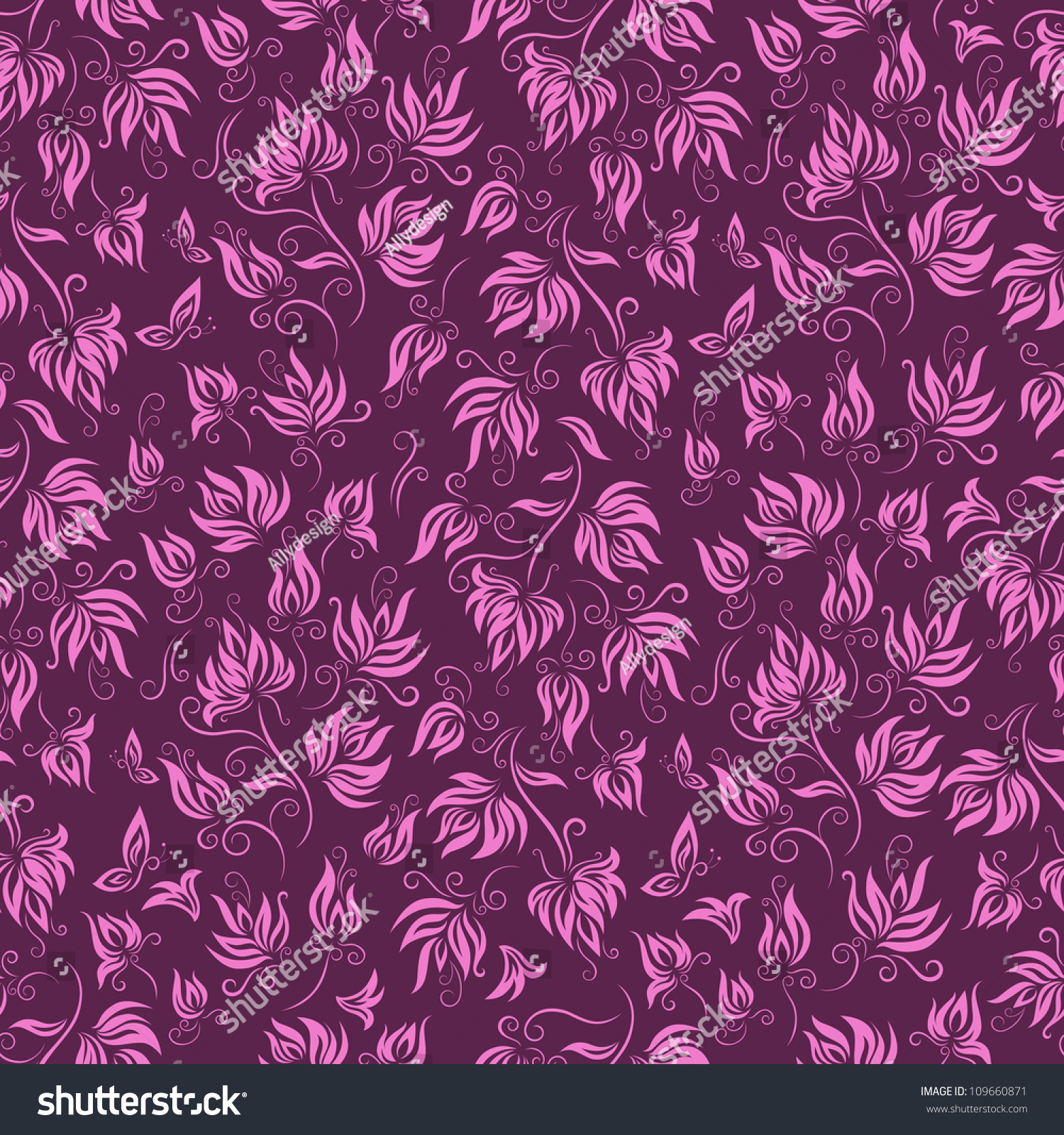 Seamless Floral Background Pattern Purple Pink Stock Illustration ...