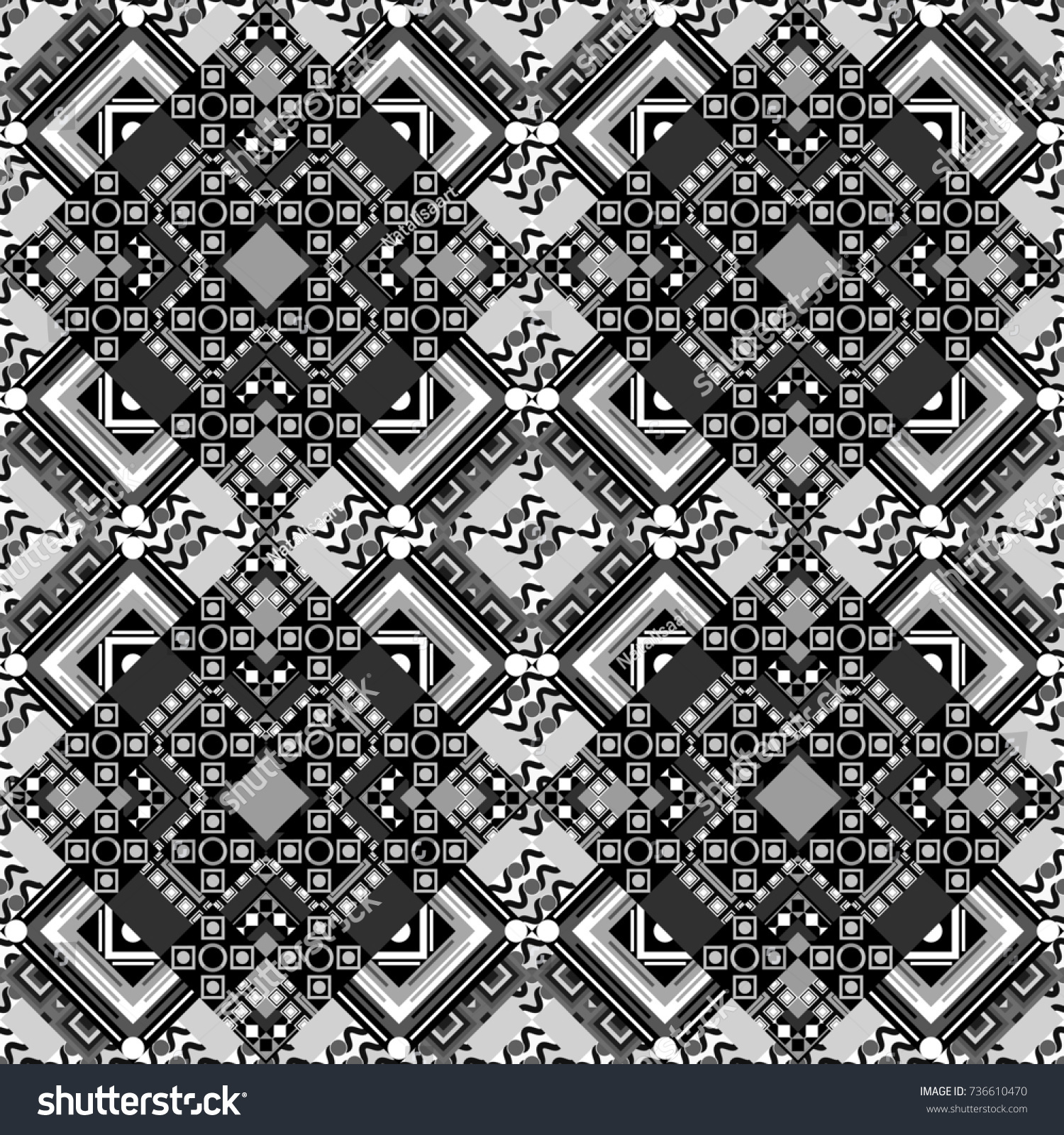 Seamless Geometric Pattern Black White Gray Stock Illustration Seamless geometric pattern of black white and gray tiles
