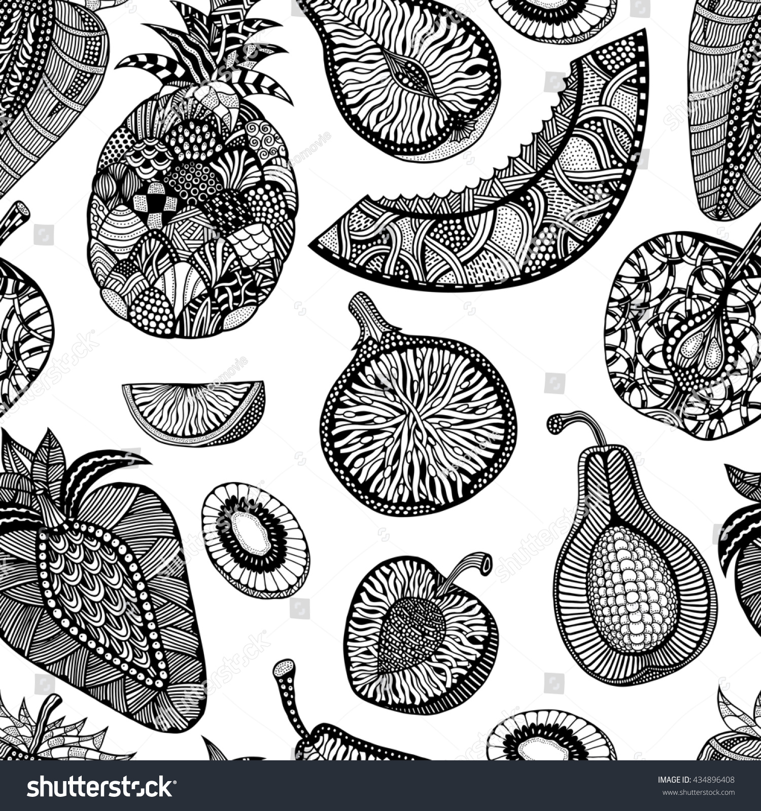 Seamless Pattern Backgroud Fruit Plant Exotic Stock Illustration