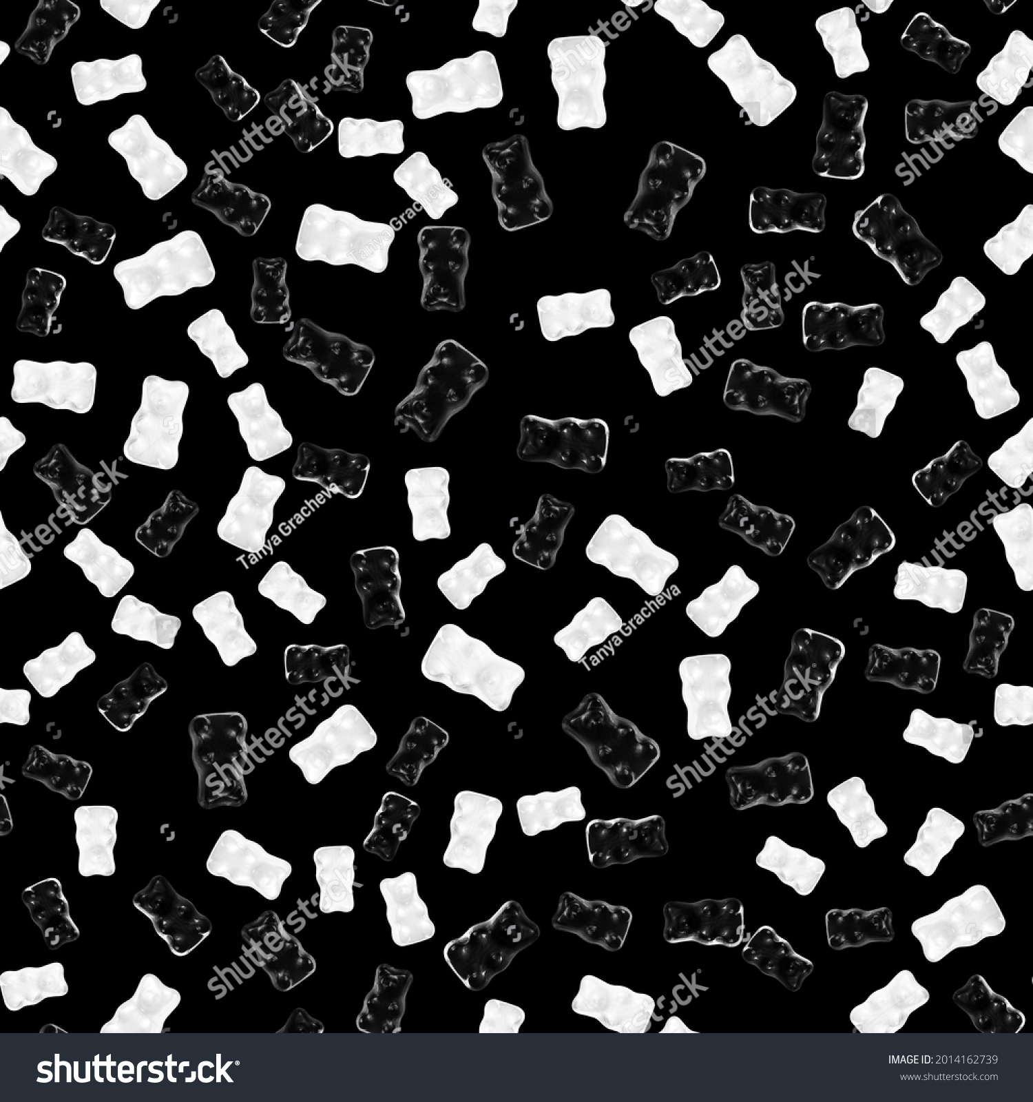 Seamless Pattern Black White Gummy Bears Stock Photo (Edit Now) 2014162739