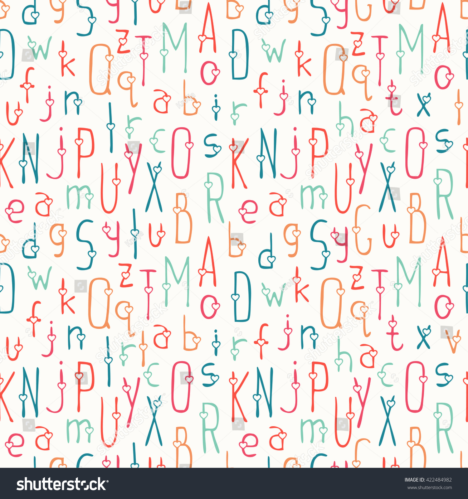 Seamless Pattern Colorful Hand Drawn Font Stock Illustration 422484982