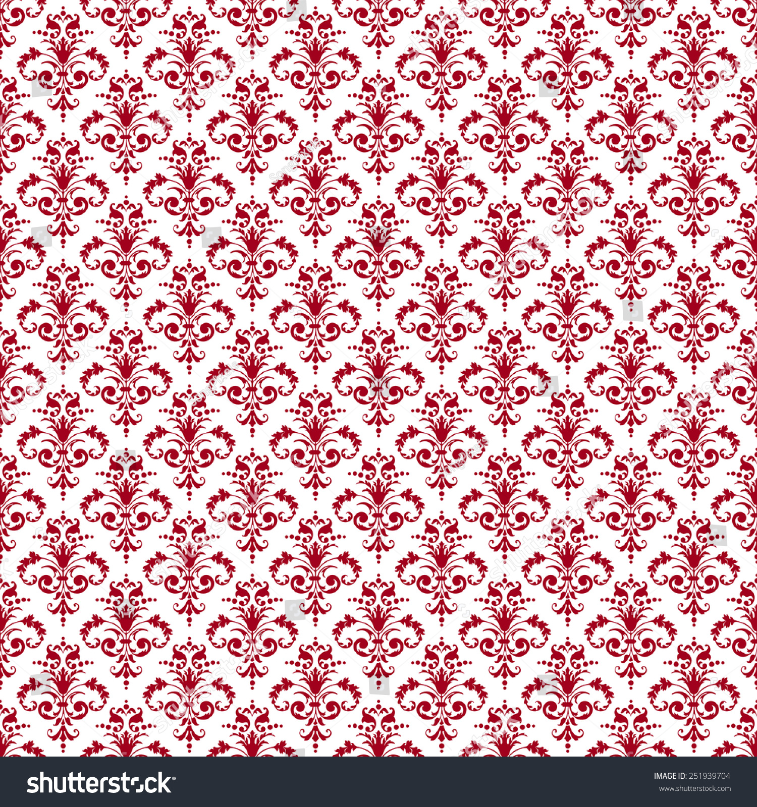 Seamless Red White Damask Pattern Stock Illustration 251939704 ...