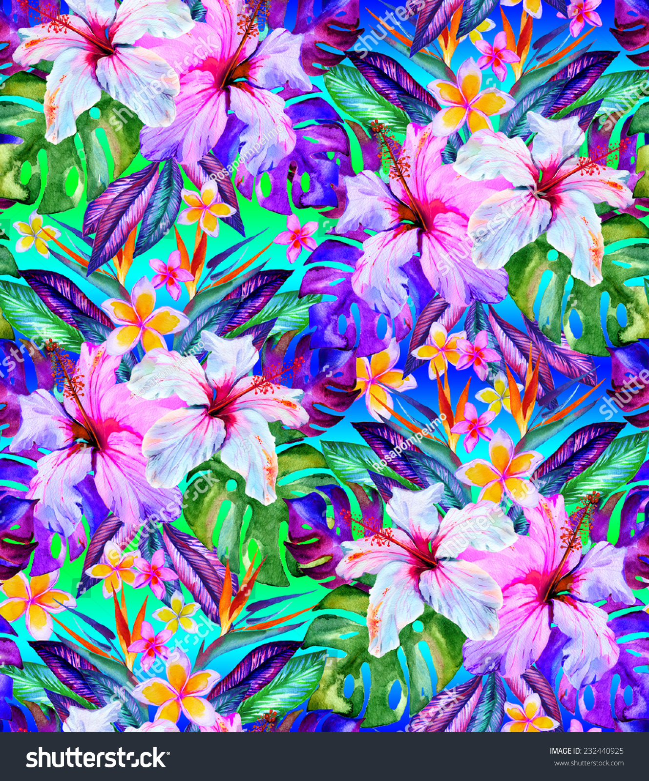 Seamless Summer Fashion Floral Pattern Tropical Stock Illustration 232440925