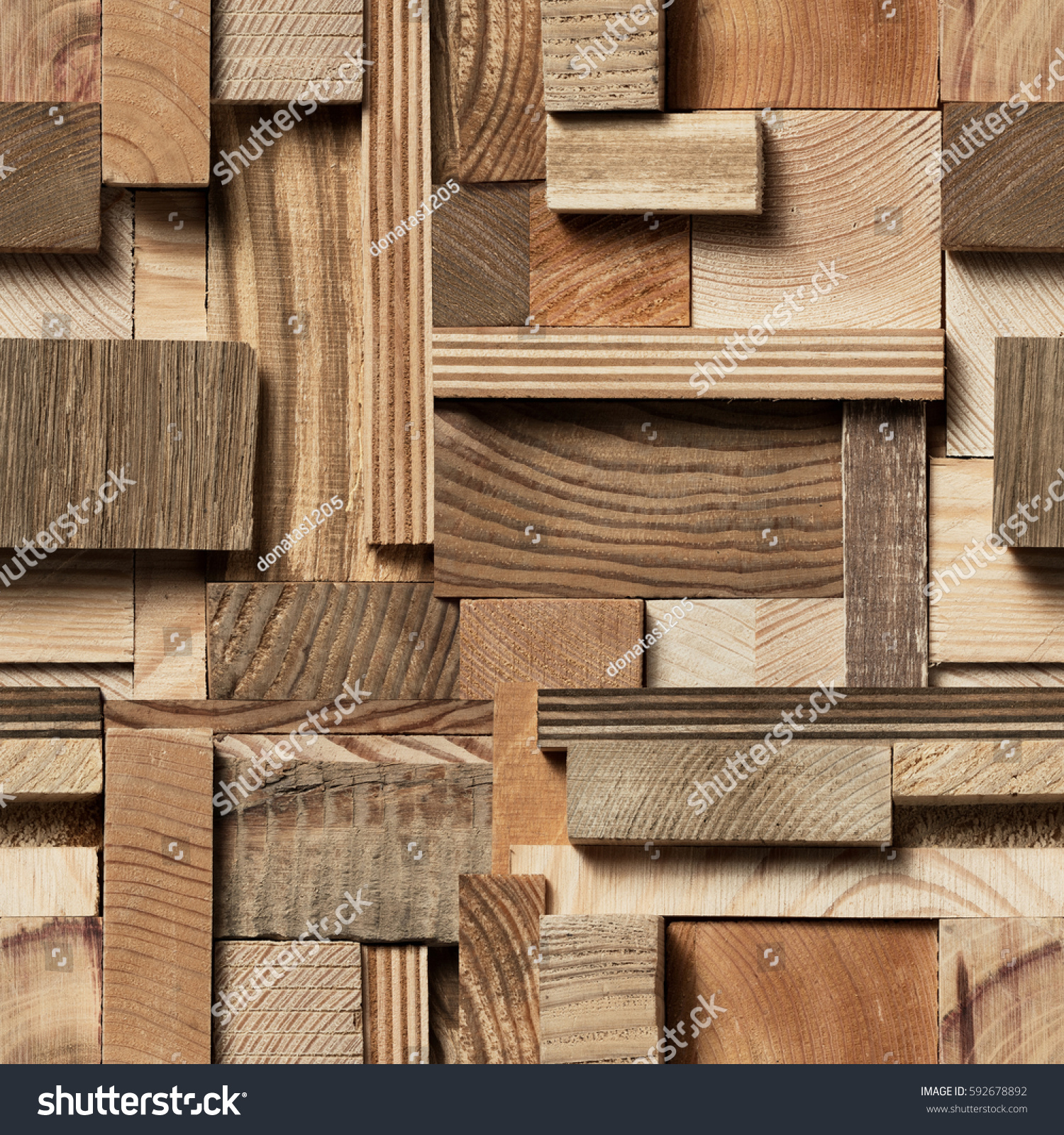 Seamless Texture Wooden Blocks Collage Background Stock