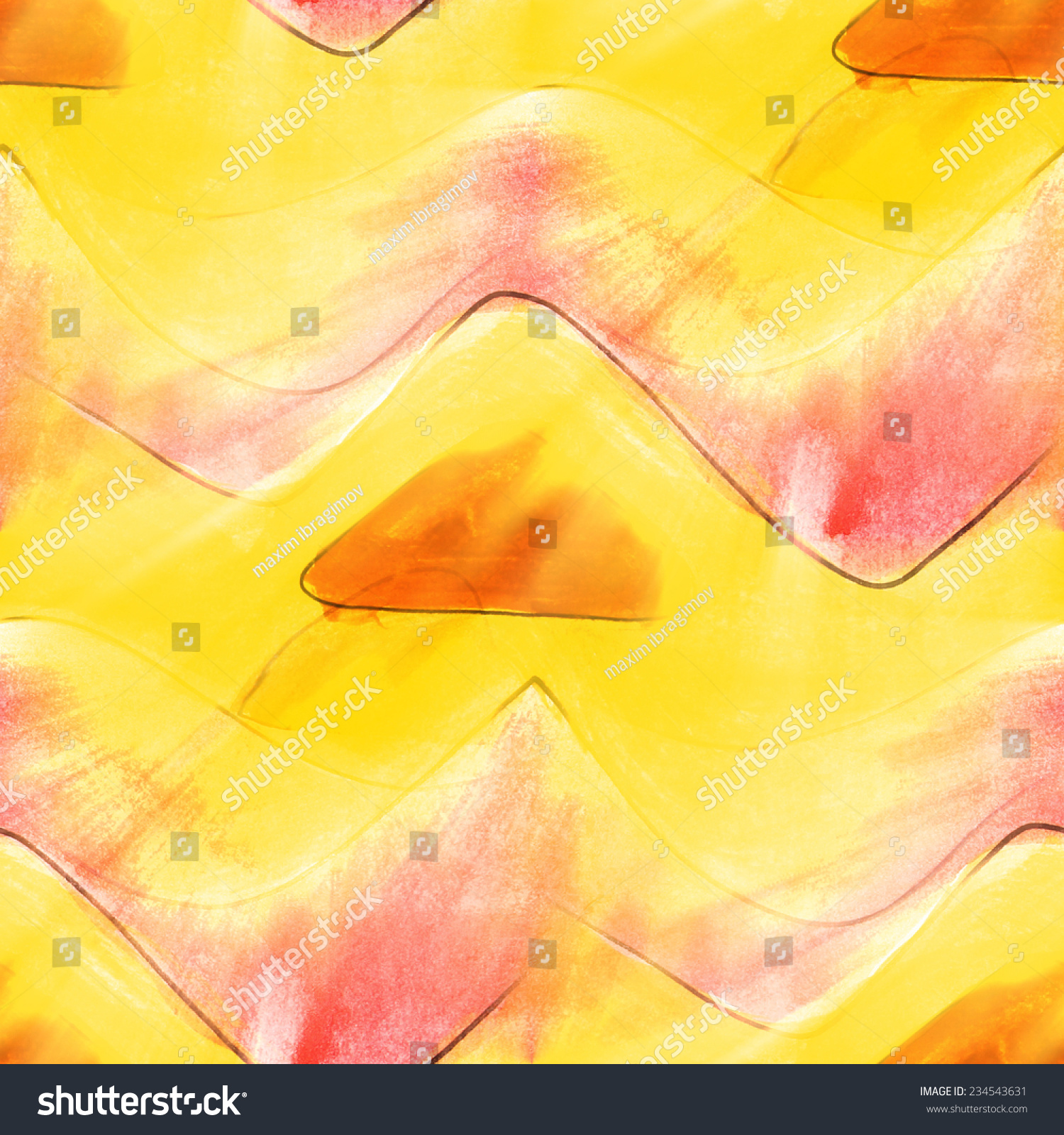 Seamless Yellow Brown Watercolor Artist Wallpaper Stock Illustration 