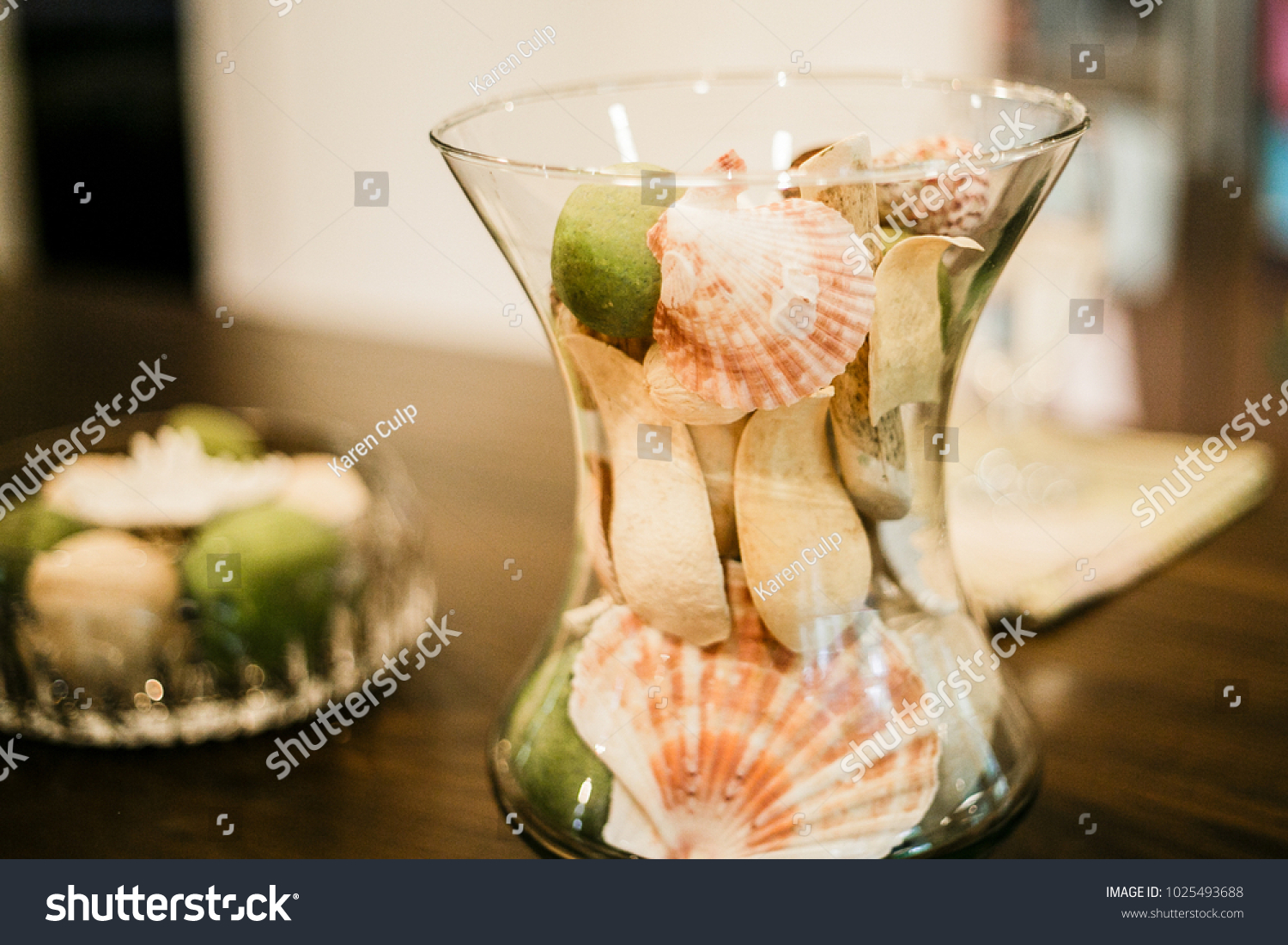 Seashell Centerpiece Decor Objects Stock Image