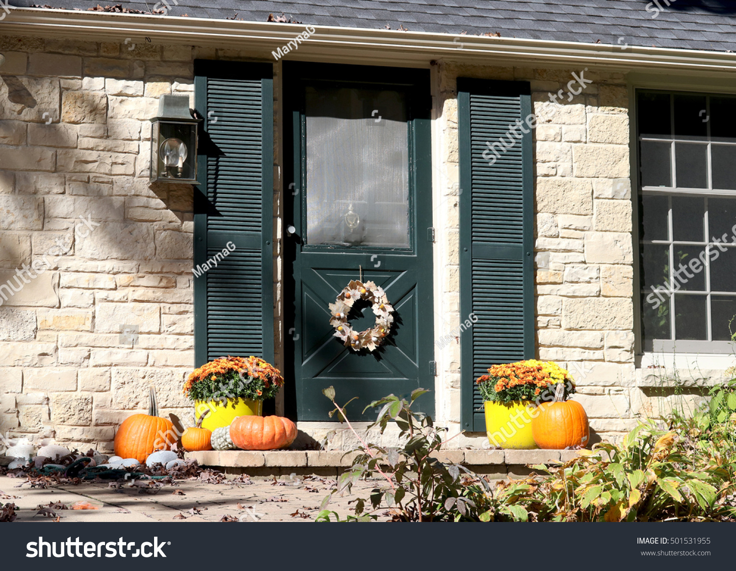 Seasonal House Outdoor Decoration Sun Lighted Stock Photo Edit