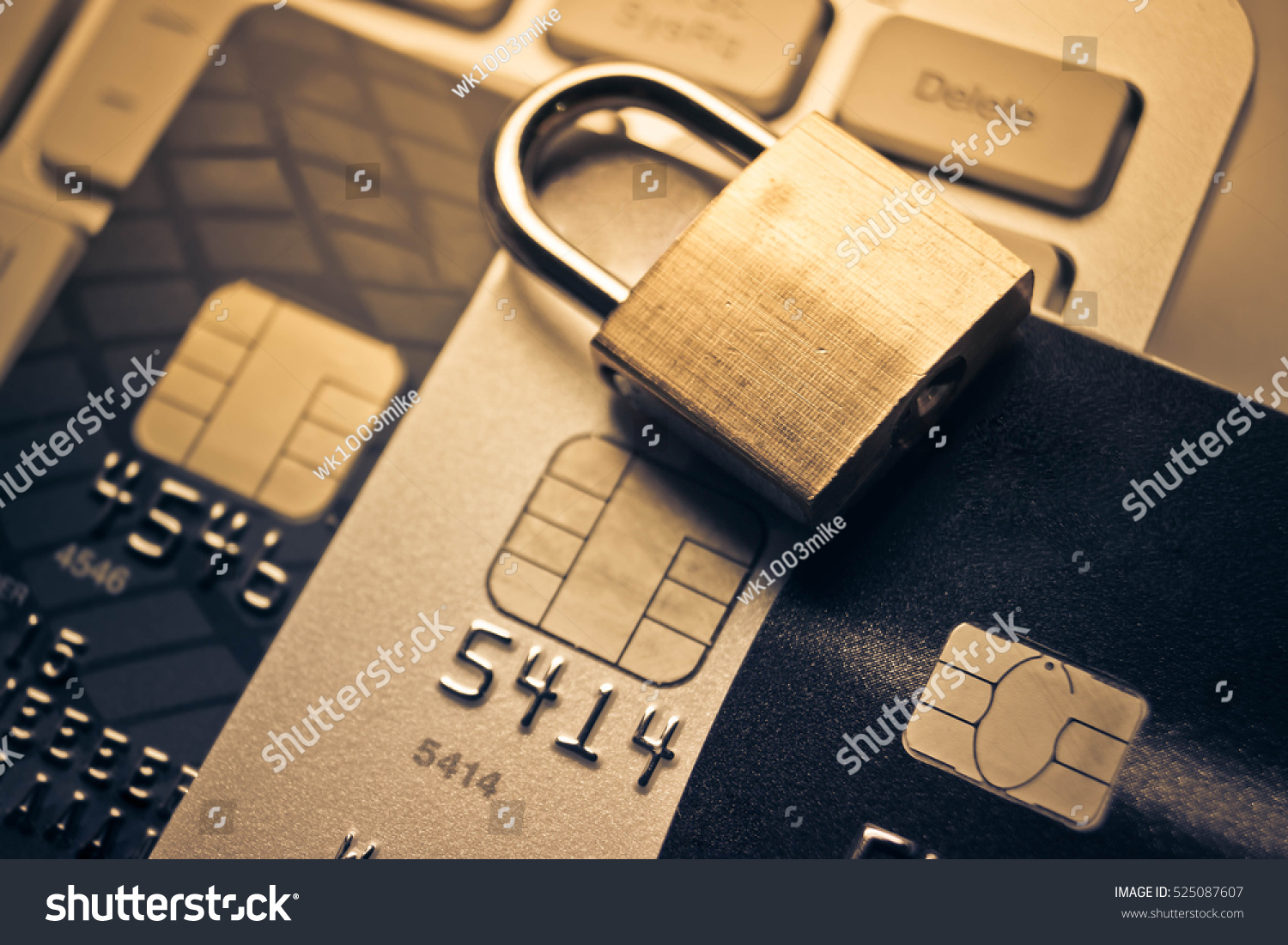 Security Lock On Credit Cards Credit Stock Photo (Edit Now) 525087607