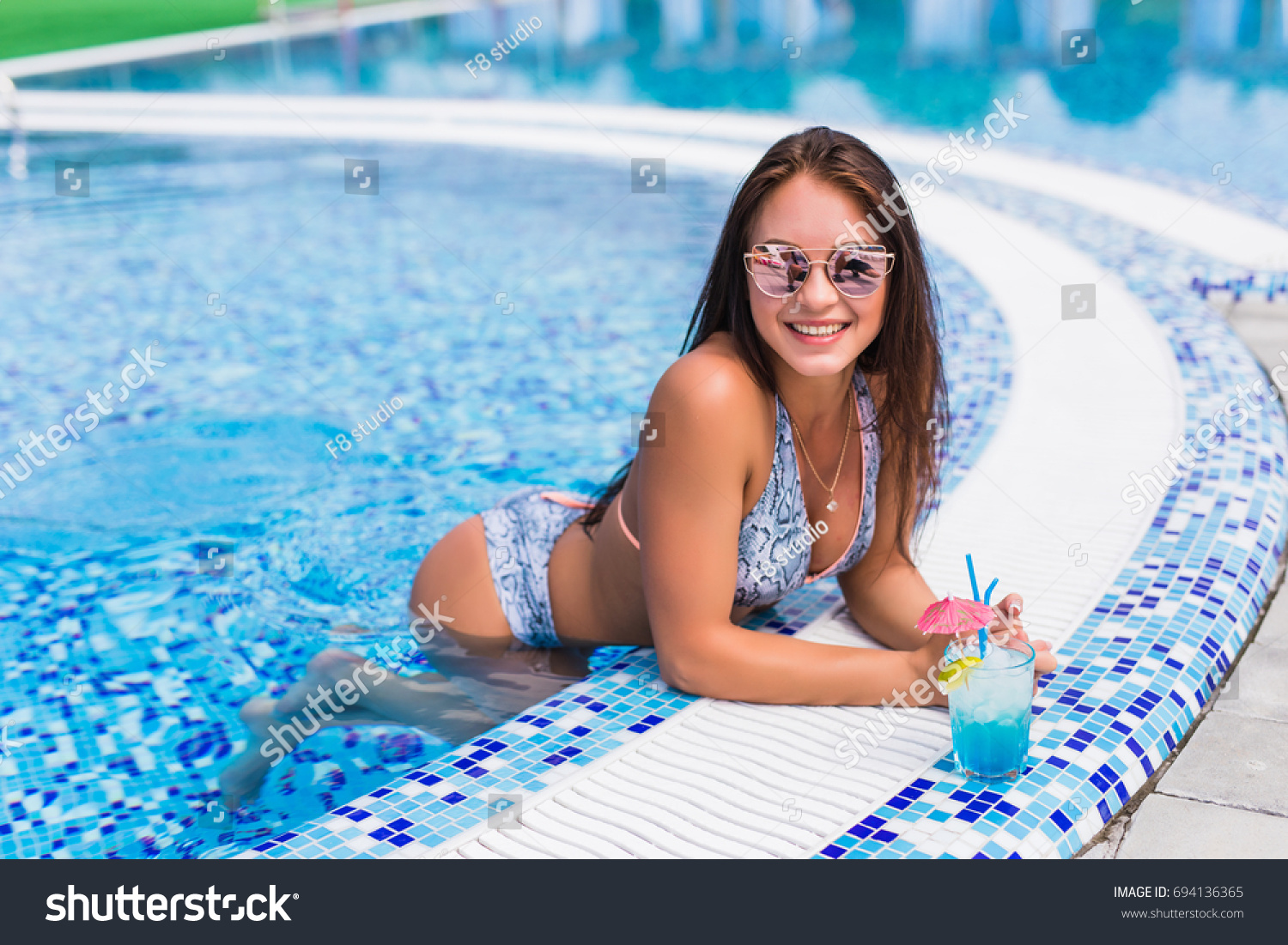 girl swimming pool dress