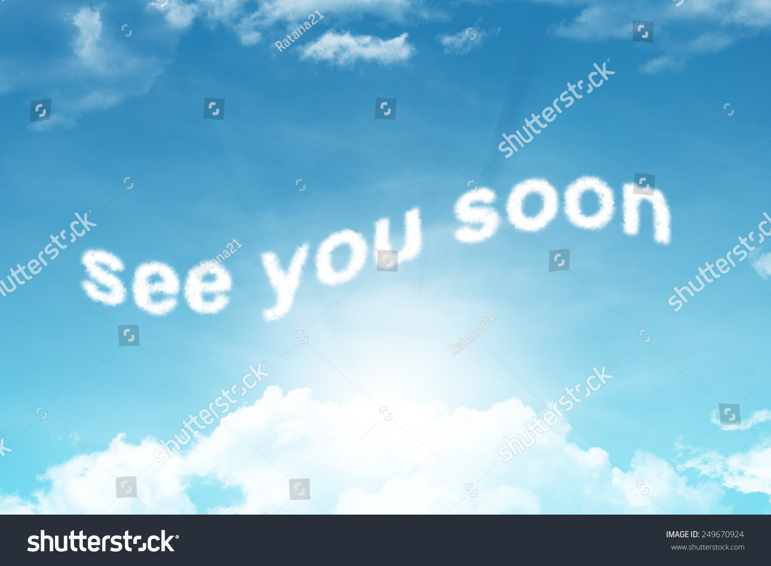 See You Sooncloud Text On Blue Stock Illustration ...