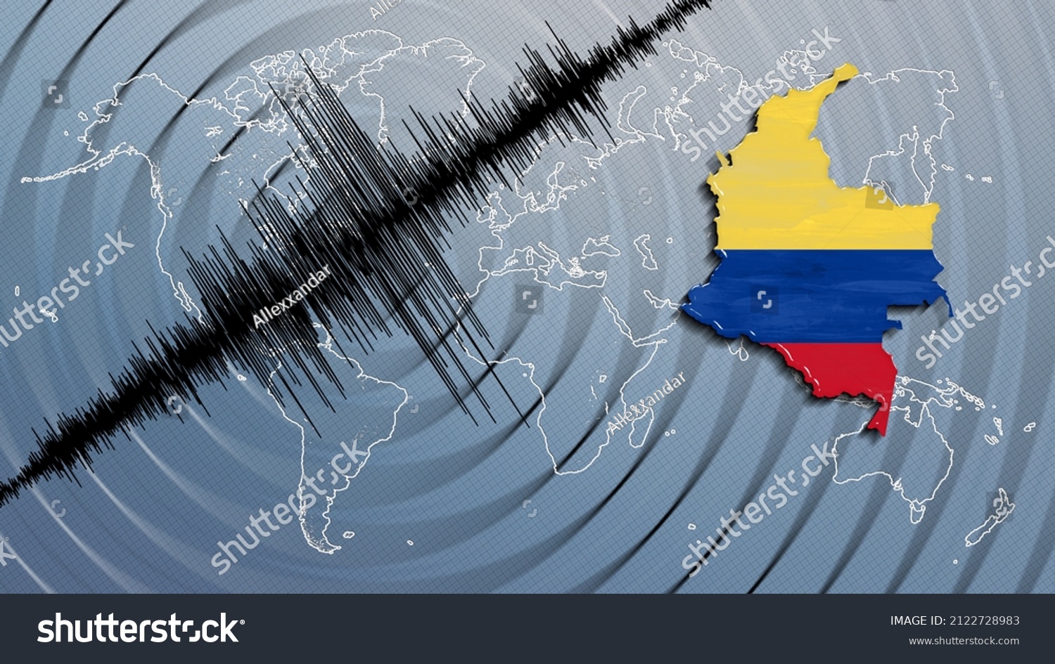 Seismic Activity Earthquake Colombia Map Richter Stock Illustration